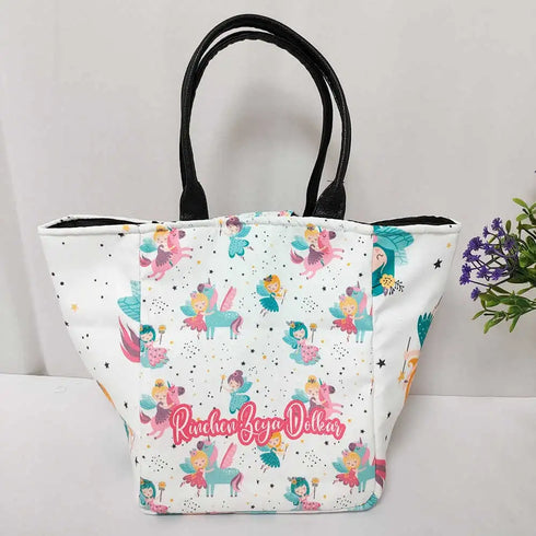 Personalized Fairy Printed Lunch Bag With Handle for Kids
