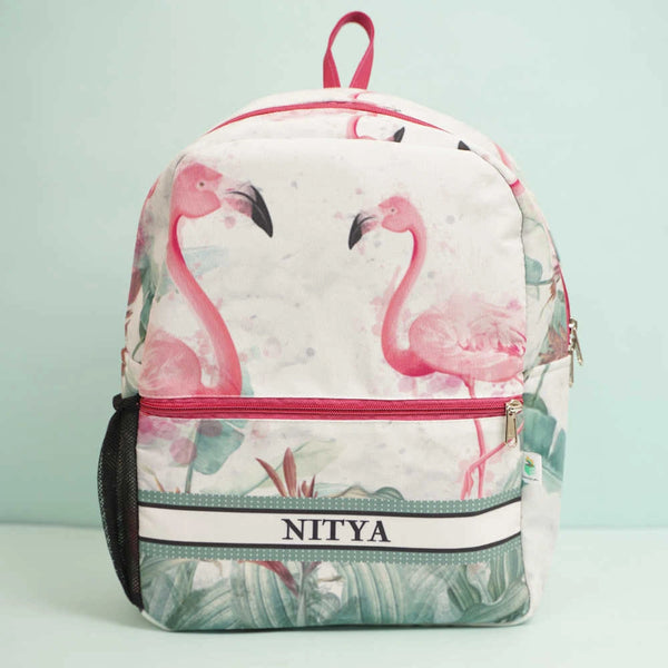 Personalized Flamingo Printed Backpack for Kids