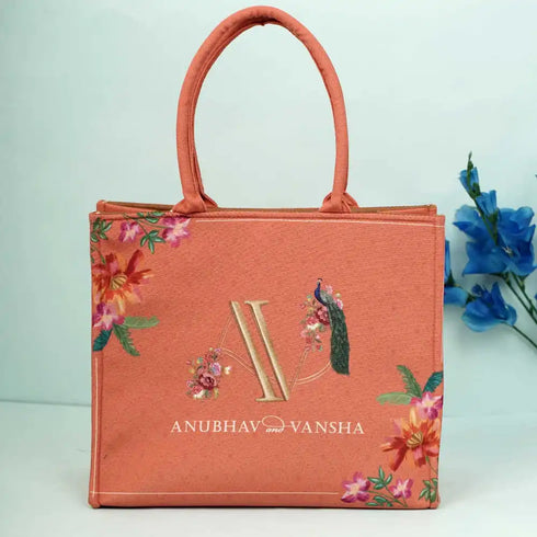 Personalized Floral Printed Box Bag