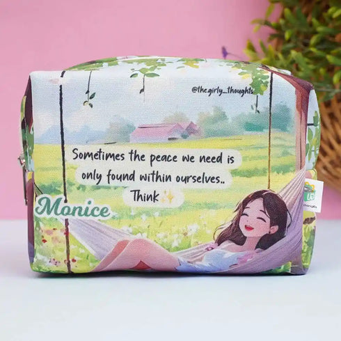 Personalized Floral Printed Box Pouch For Women