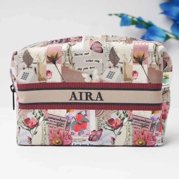 Personalized Floral Printed Box Pouch for Women