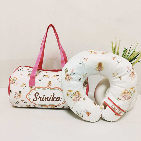 Personalized Floral Printed Kids Duffle Bag Gift Combo