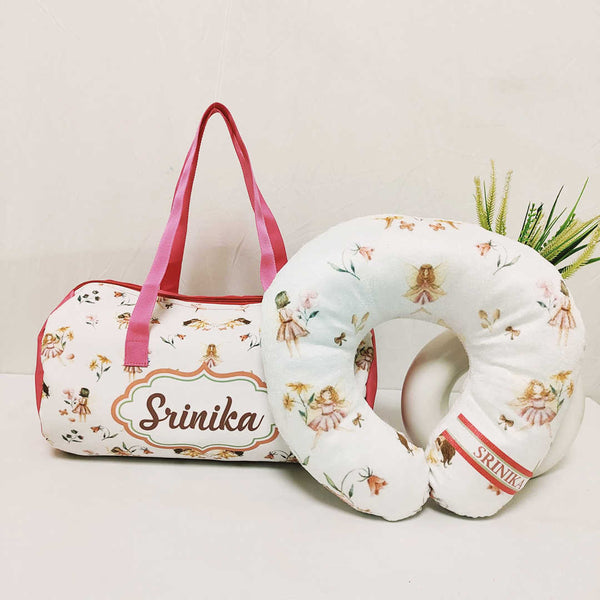 Personalized Floral Printed Kids Duffle Bag Gift Combo