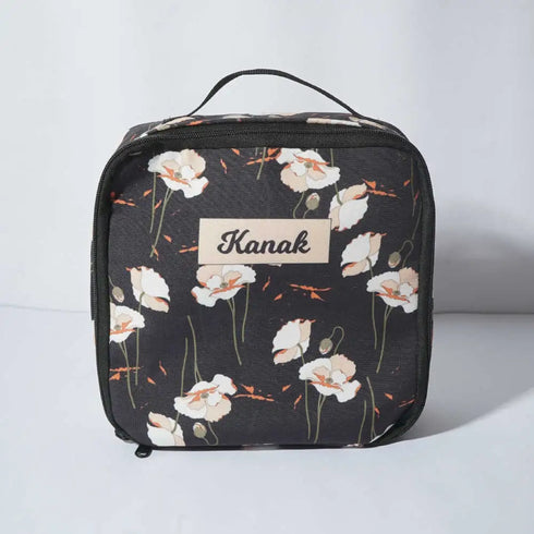 Personalized Floral Printed Makeup Bag Vanity Pouch for Women