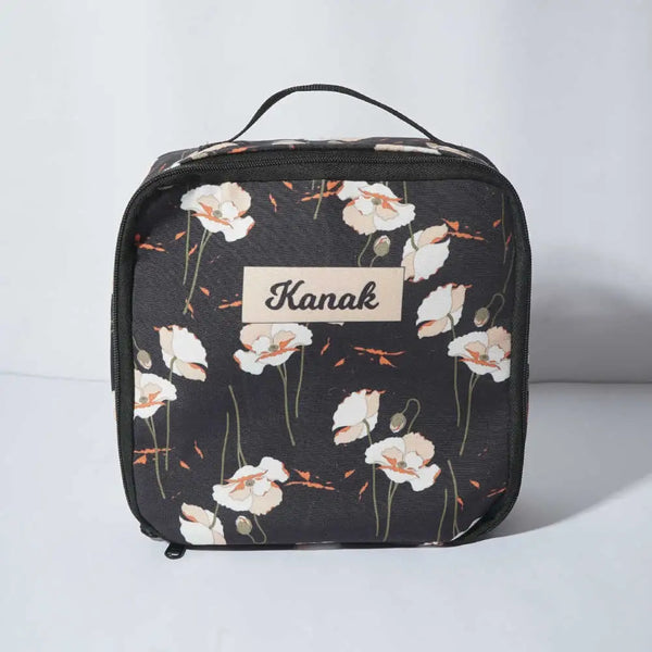 Personalized Floral Printed Makeup Bag Vanity Pouch for Women
