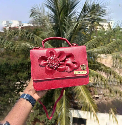 Personalized Floral Sling Bag with Charm