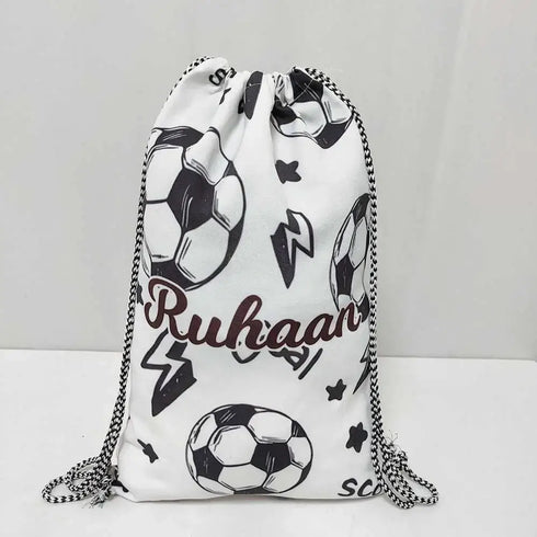 Personalized Football Printed Drawstring Bag for Kids