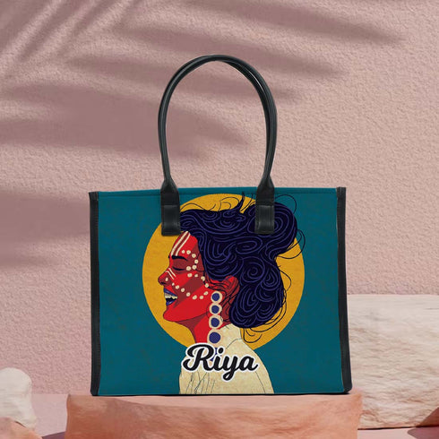 Personalized Girl Printed Box Tote Bag - Uncommongifts.in