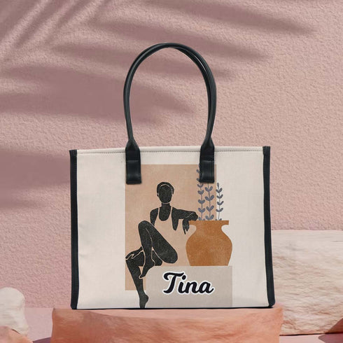 Personalized Girl Printed Box Tote Bag - Uncommongifts.in
