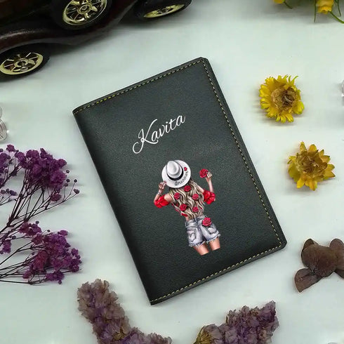 Charming Journeys Personalized Girl's Passport Holder - Black