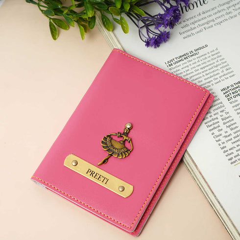 Personalized Girl's Travel Passport Cover - Pink - Uncommongifts.in