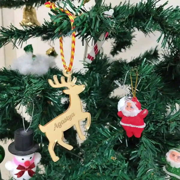 Personalized Gold Acrylic Christmas Ornament Set of 4