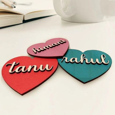 Personalized Heart Name Wooden Fridge Magnet