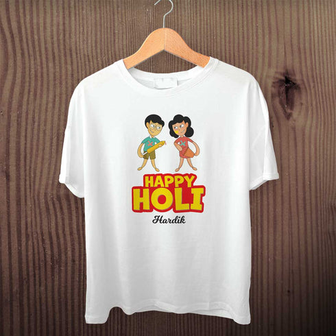 Personalized Holi Printed T-Shirt for a Colorful Celebration - Uncommongifts.in
