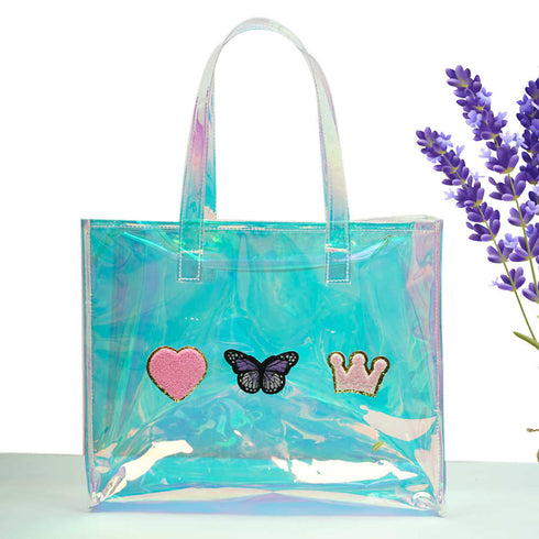 Personalized Holographic Travel Kids Tote Bag with Patch