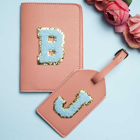 Personalized Initial Passport Cover & Luggage Tag Combo Gift Set