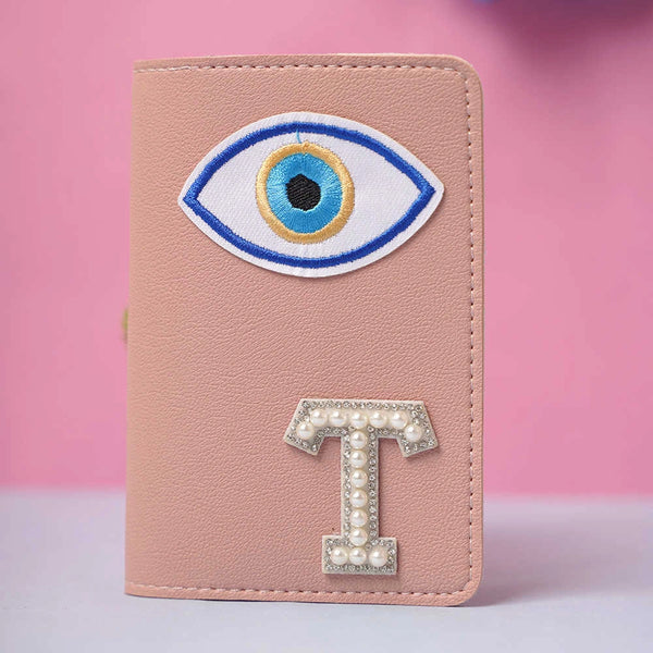 Personalized Initial Passport Cover with Patch - Peach