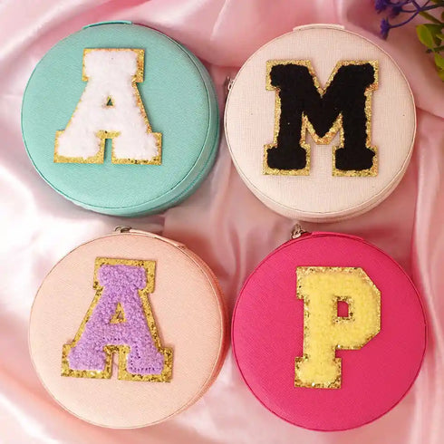 Personalized Initial Round Organizer Jewellery Box for Women