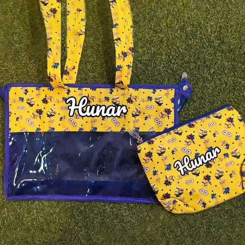 Personalized Jelly Tote Bag Combo – Bag & Pouch Set with Name