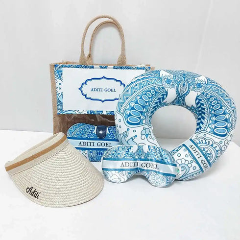 Personalized Jute Bag with Neck Pillow Combo for Bridesmaid