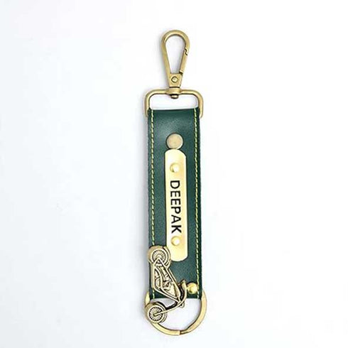 Personalized Keychain With Charms - Olive - Uncommongifts.in