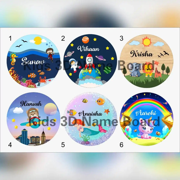 Personalized Kids 3D Round Name Board