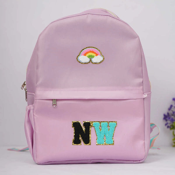 Personalized Kids Backpack with Patch and Initial Letter - Purple