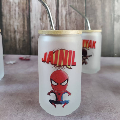 Personalized Kids Cartoon Glass Straw Tumbler