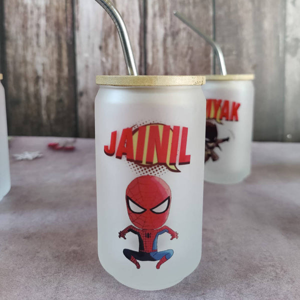 Personalized Kids Cartoon Glass Straw Tumbler