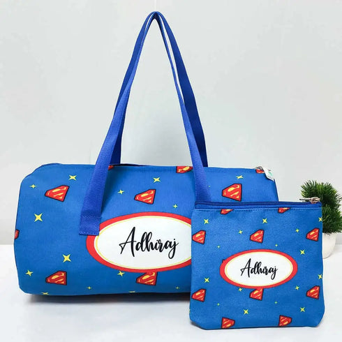 Personalized Kids Duffle Bag with Wet Pouch Gift Combo