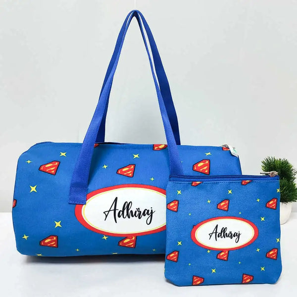 Personalized Kids Duffle Bag with Wet Pouch Gift Combo