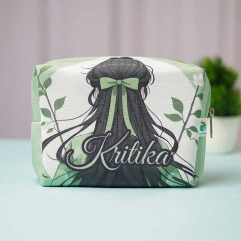 Personalized Leaf Printed Box Pouch for Women