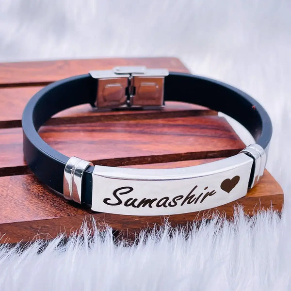 Personalized Letter Engraved Wrist Band Bracelet for Men