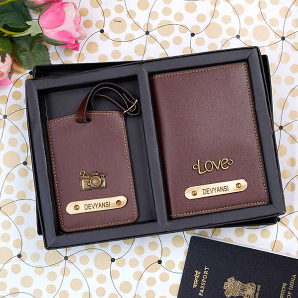 Personalized Luggage Tag With Passport Cover – Combo Gift - Uncommongifts.in