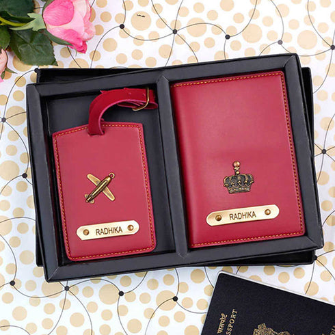 Personalized Luggage Tag With Passport Cover – Combo Gift - Uncommongifts.in