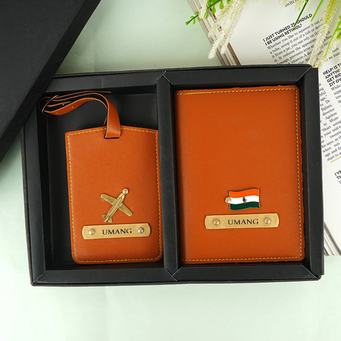 Personalized Luggage Tag With Passport Cover – Combo Gift - Uncommongifts.in