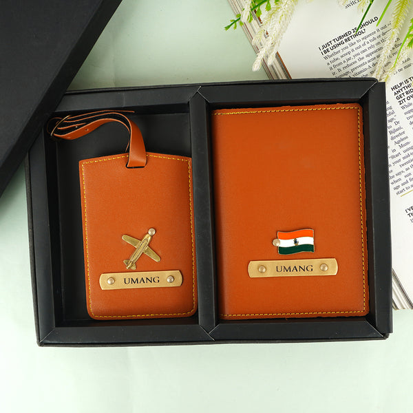 Personalized Luggage Tag With Passport Cover – Combo Gift - Uncommongifts.in