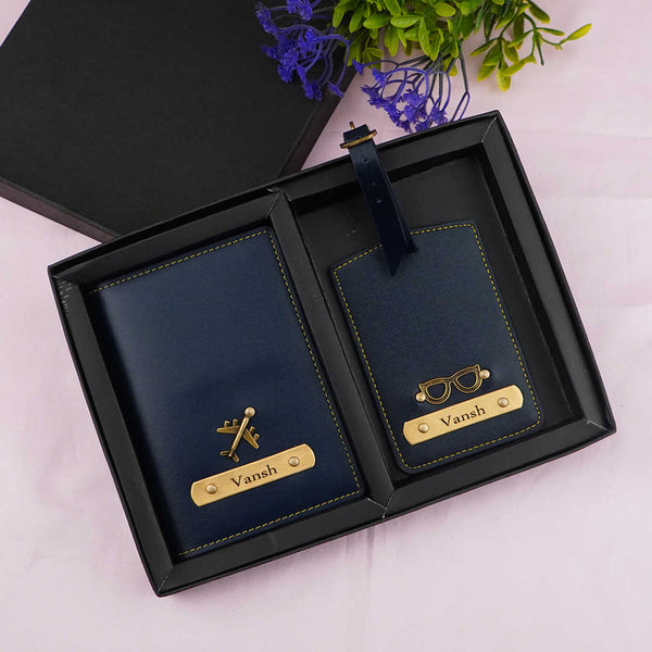 Personalized Luggage Tag With Passport Cover – Combo Gift - Uncommongifts.in