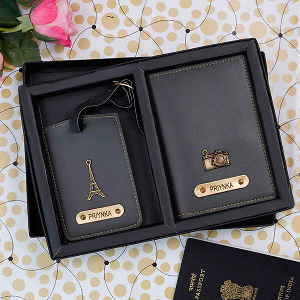 Personalized Luggage Tag With Passport Cover – Combo Gift - Uncommongifts.in
