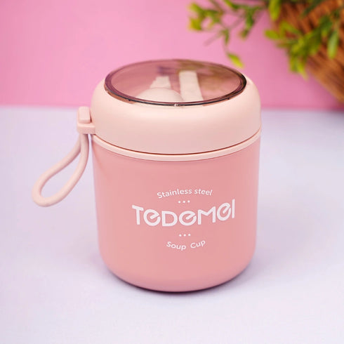 Personalized Mini Stainless Steel Soup Cup Lunch Box - Pink
