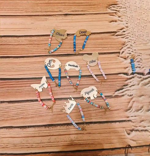 Personalized Name Beads Bracelet/Rakhi for Kids