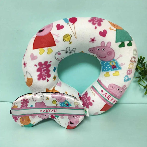Personalized Neck Pillow with Eye Mask Combo for Kids