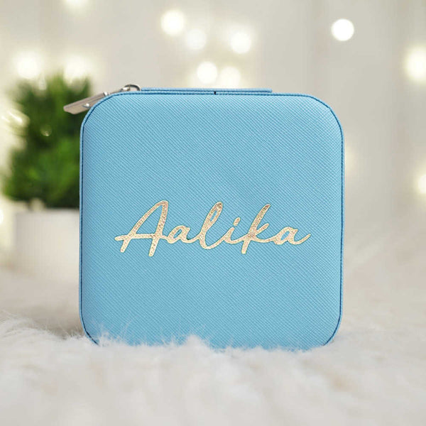 Personalized Organizer Jewellery Box for Women - Sky Blue