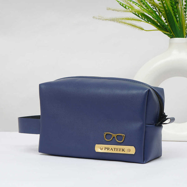 Personalized PU Box Pouch with Charm- Blue - Uncommongifts.in