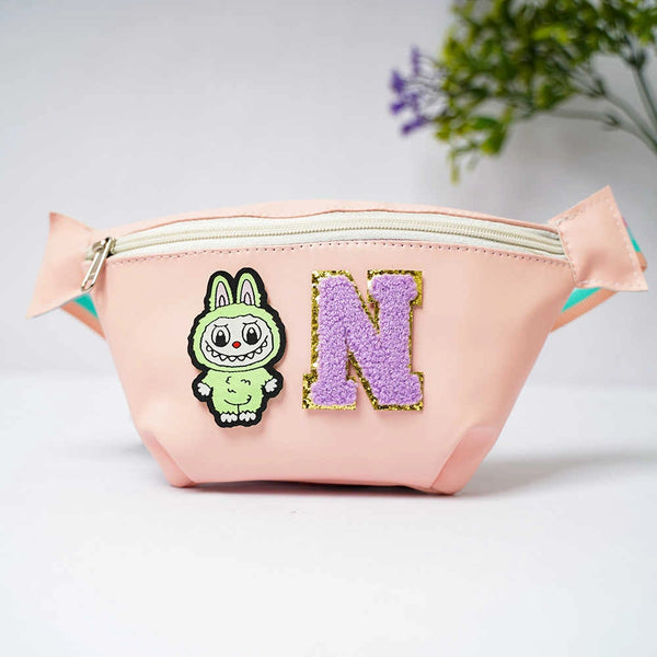 Personalized PU Pouch with Patch and Initial Letter for Kids