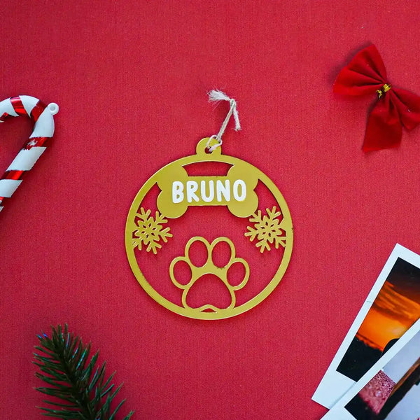 Personalized Pet Paw Acrylic Ornament For Christmas