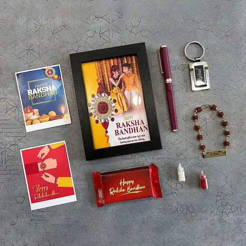 Personalized Photo Frame Rakhi Combo