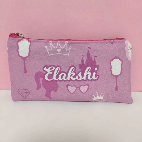Personalized Pink Printed Pencil Pouch for Kids