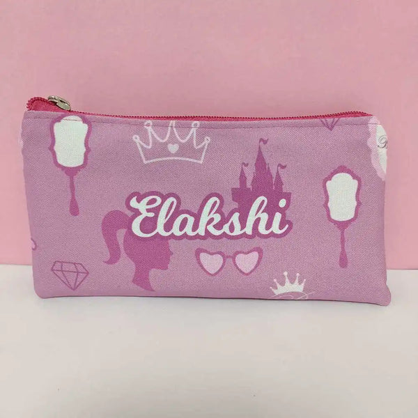 Personalized Pink Printed Pencil Pouch for Kids