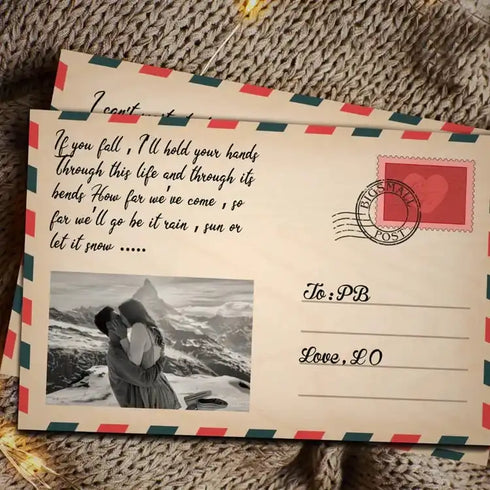 Personalized Wooden Postcard for Valentine's Day